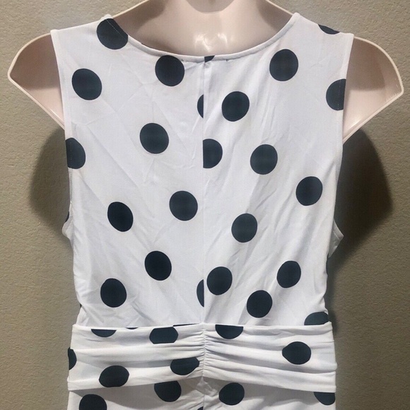 INC Women's White/Black Polka Dot Tie Front Sleeveless Dressy Tank Top Plus 0X - Picture 8 of 11